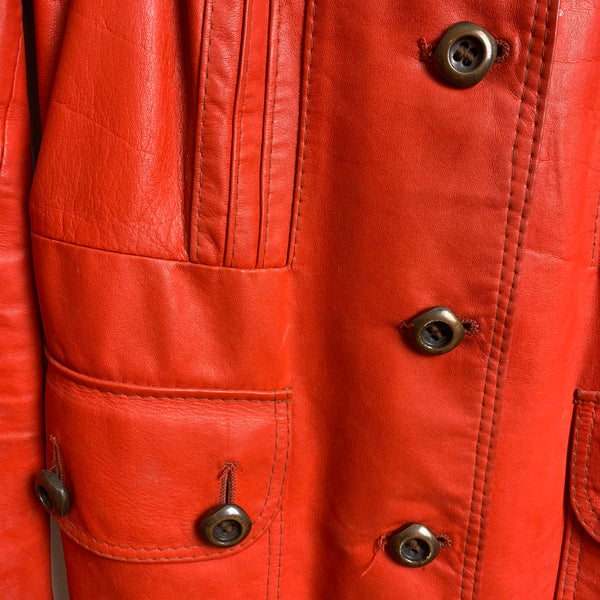 70er Jahre Damen Lederjacke rot
