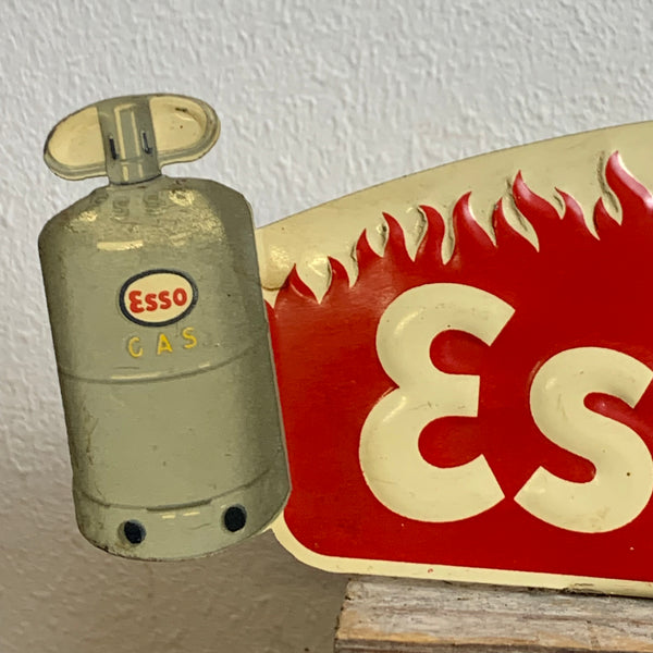 Vintage Blech Aufsteller Schild Esso Gas