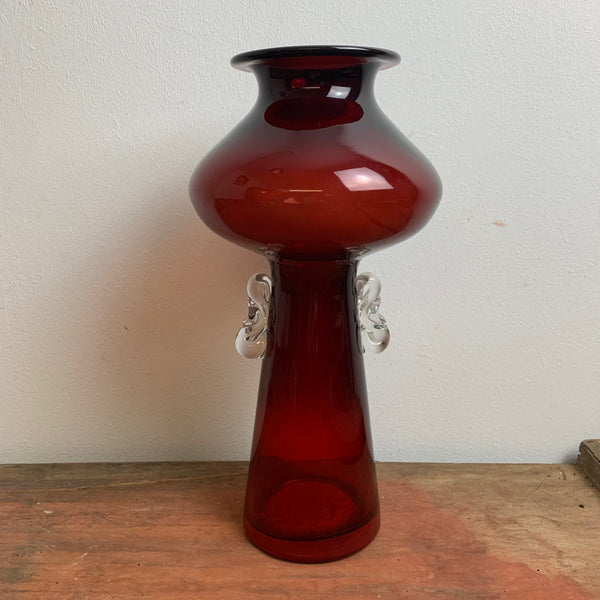 Vintage rote Glasvase von HSG Tarnowiec