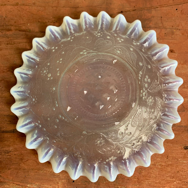 Jugendstil Schale/Teller Opalin Glas Fenne Glashütte