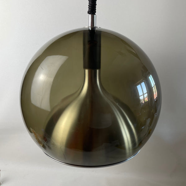 Acryl Aluminium Kugel Deckenlampe von Temde Modell 756