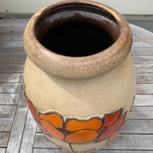 Keramik Bodenvase von Scheurich mit Blumenornament