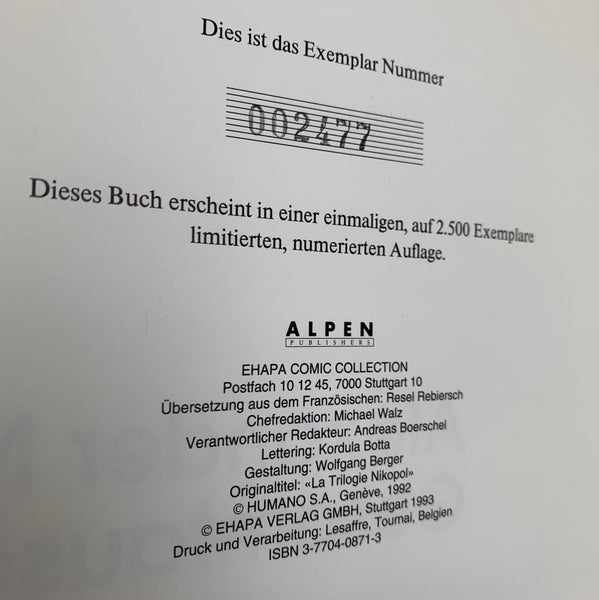 Novel Enki Bilal Alexander 1993 Nikopol Limit Edition 2477 Gesamtausgabe