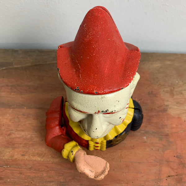 Antike mechanische Spardose aus Gusseisen Humpty Dumpty Circus Clown