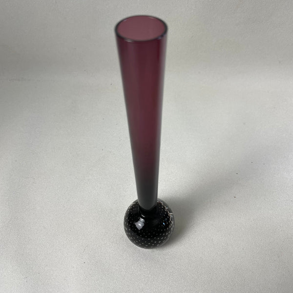 Orchideenvase Solifleurvase Stangenvase Kugelfuß mit Bubbles weinrot