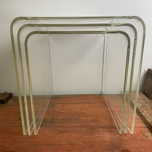 Vintage Beistelltisch aus Acrylglas 3er Set