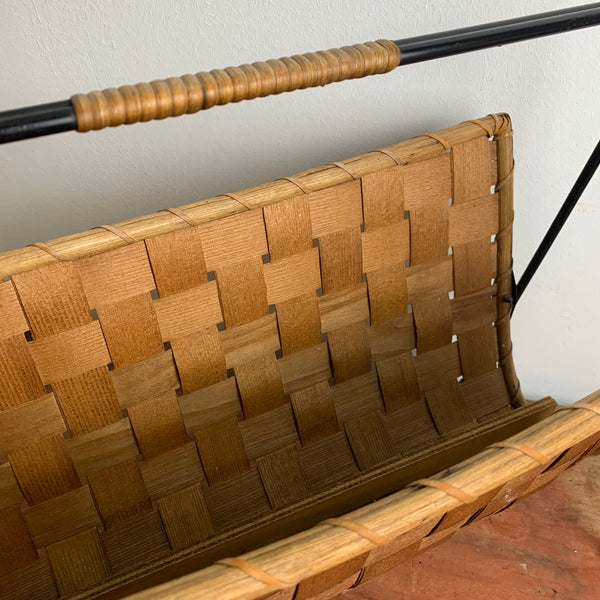 Vintage Zeitschriftenständer aus Rattan und Metall