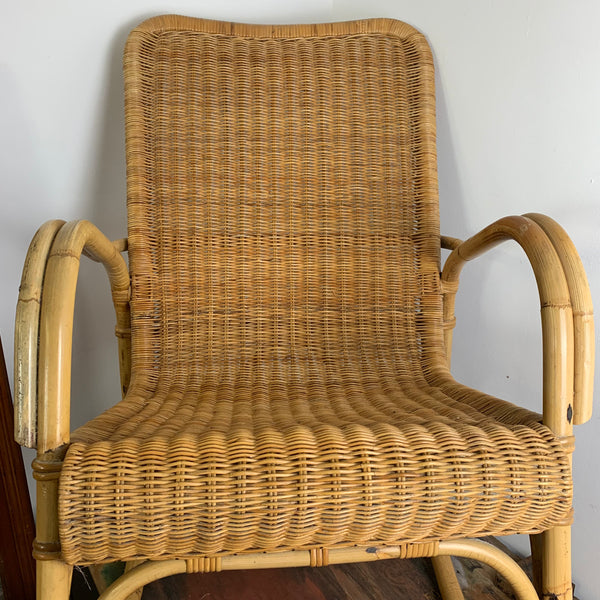 Vintage Schaukelstuhl aus Rattan und Bambus