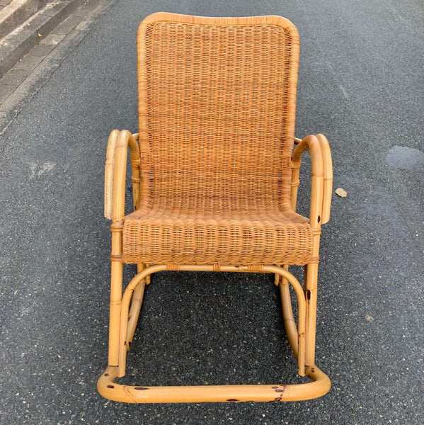 Vintage Schaukelstuhl aus Rattan und Bambus