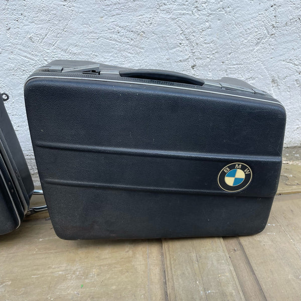 Vintage BMW Motorrad Kofferset mit Halter