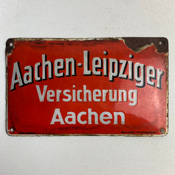 Emaille Schild Aachen-Leipziger Versicherung Aachen