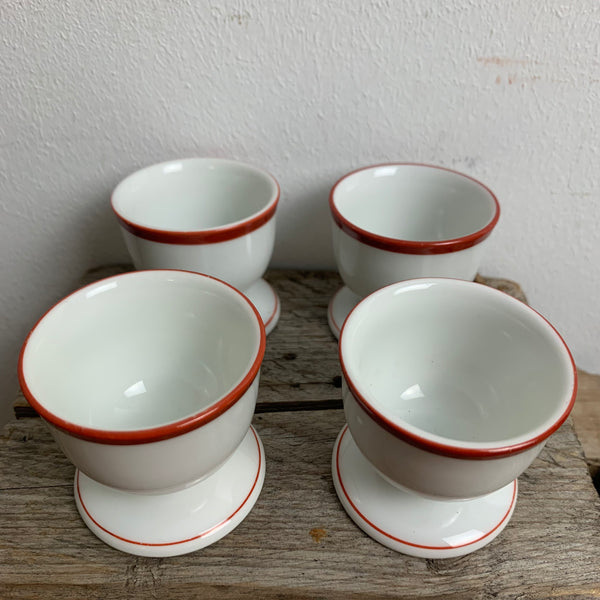 4 Eierbecher Rotrand von Hermann Gretsch für Arzberg