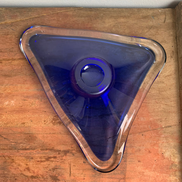 Vintage blaue Kristallglas Schale von Bayel France