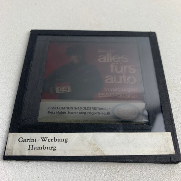 Werbe Glas Dia Esso Tankstelle