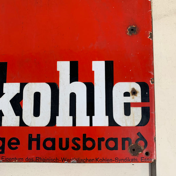 Emaille Schild Ruhrkohle der heizkräftige Hausbrand