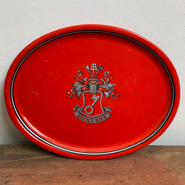 Vintage Tablett aus Blech von Becks Bier