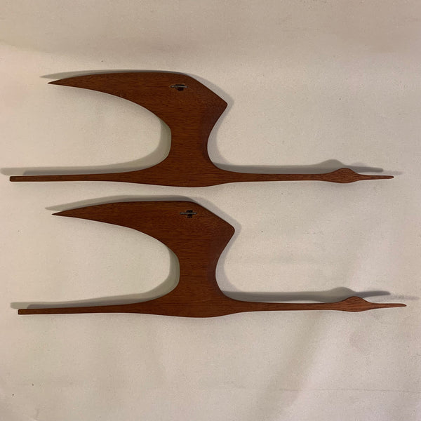 Wandschmuck ein Paar Kraniche aus Teakholz