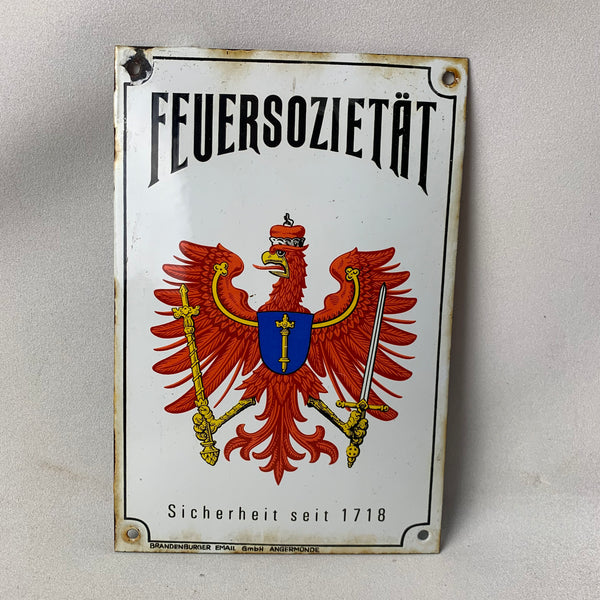 Emaille Schild Feuersozietät Brandenburg