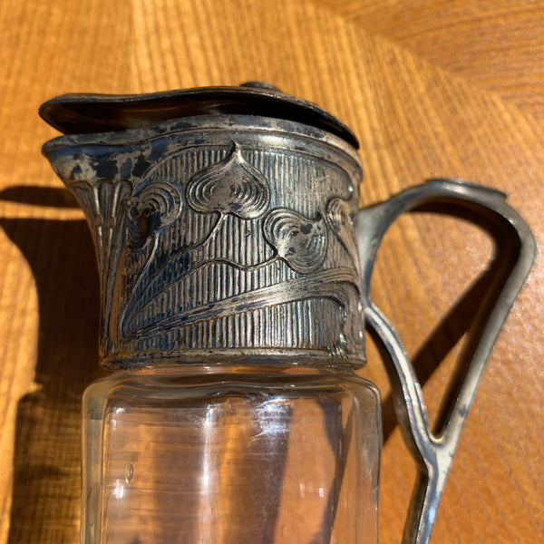 Jugendstil Glas Karaffe mit versilberter Montierung