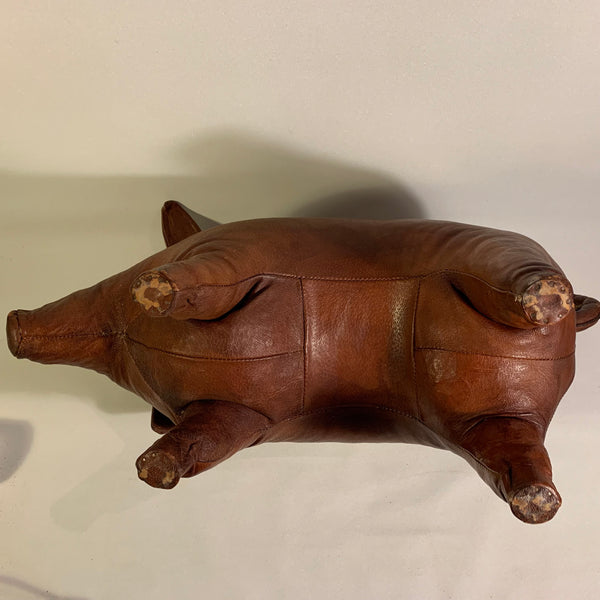 Vintage Leder Schwein Ottomane von Dimitri Omersa für das Londoner Kaufhaus Liberty