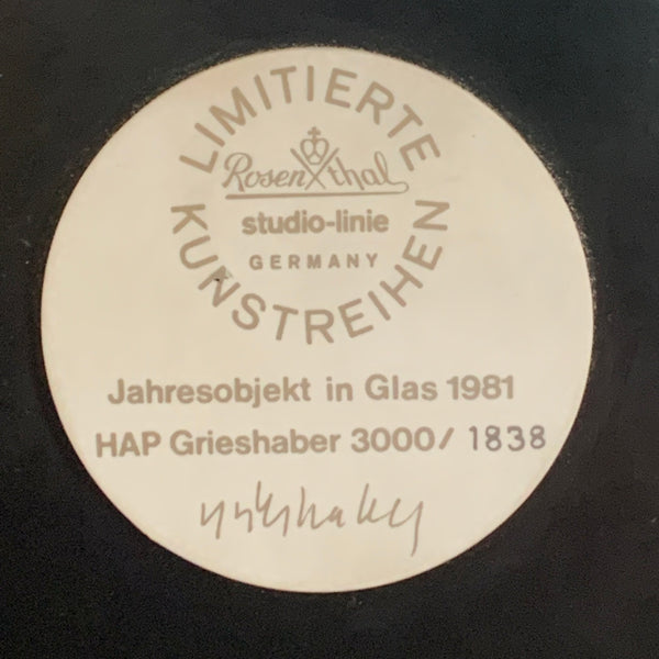 Glas Skulptur von HAP Grieshaber für Studio Linie Rosenthal
