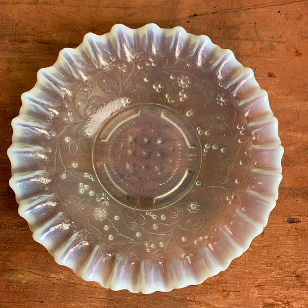 Jugendstil Schale/Teller Opalin Glas Fenne Glashütte