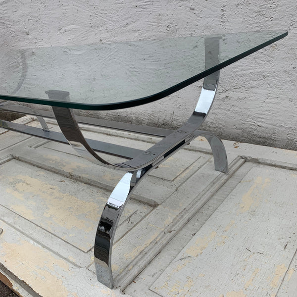 Vintage Couchtisch Chrom und Glas