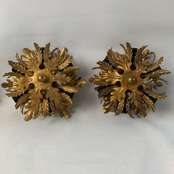 Ein Paar vergoldete Vintage Deckenlampe mit 6 Leuchten von Banci Firenze