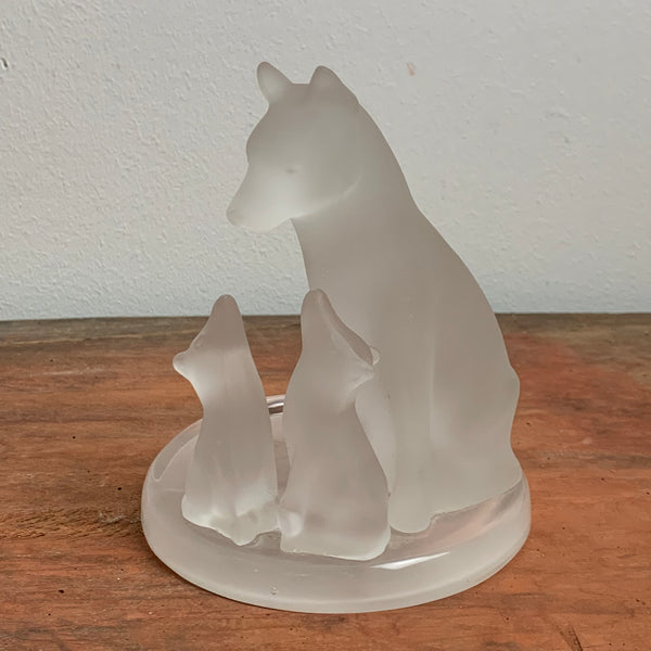 Frosted Glass Wolf Candle Holder