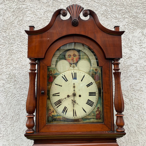 Viktorianische Standuhr mit Mond und Schiff um 1830