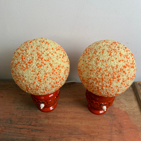 2 Granulat Keramik Kugel Nachttisch Lampen