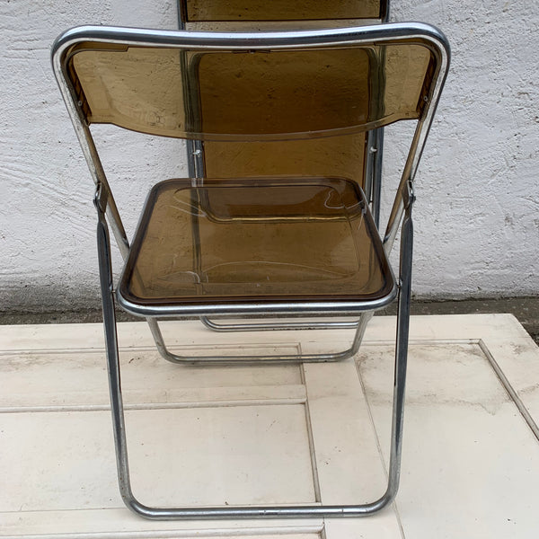 2 Acryl Klappstühle Lucite von Giancarlo Piretti im Plia Stil
