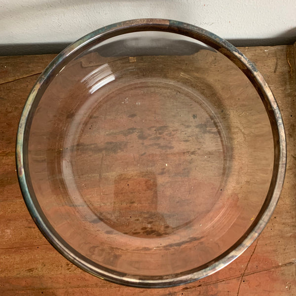Vintage Glas Schale mit Silberrand