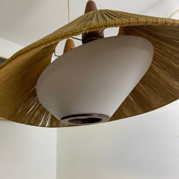 Vintage Sisal Deckenlampe von Temde