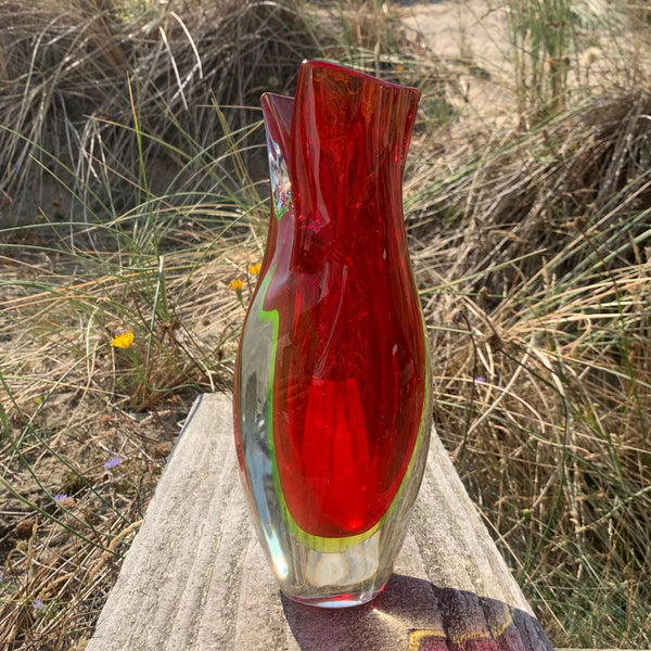Dreifarbige Flügel Vase von Luigi Nason aus Murano