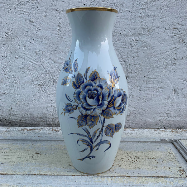 Große Porzellan Bodenvase blau gold