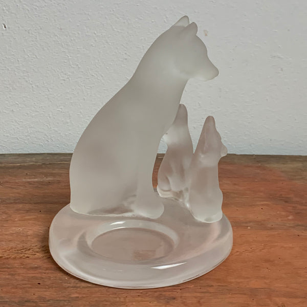 Frosted Glass Wolf Candle Holder