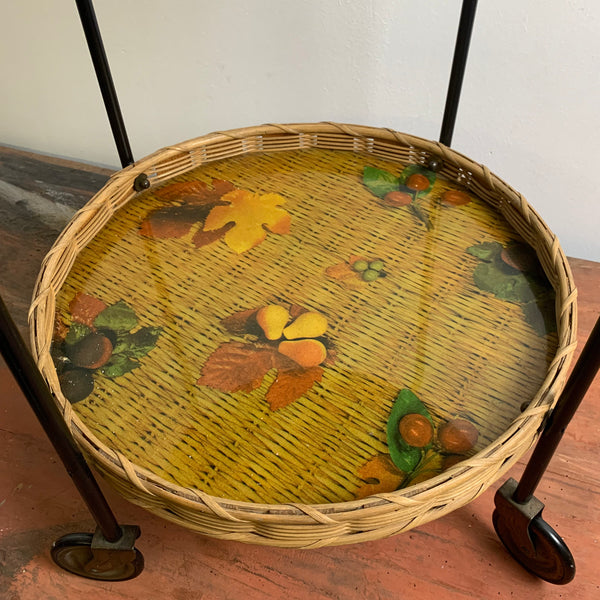 Mid Century Bar Servierwagen aus Rattan in String Design