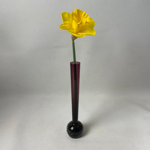 Orchideenvase Solifleurvase Stangenvase Kugelfuß mit Bubbles weinrot