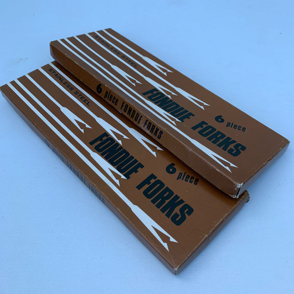 12 Fondue Forks / Gabeln mit Holzgriff 60er Jahre