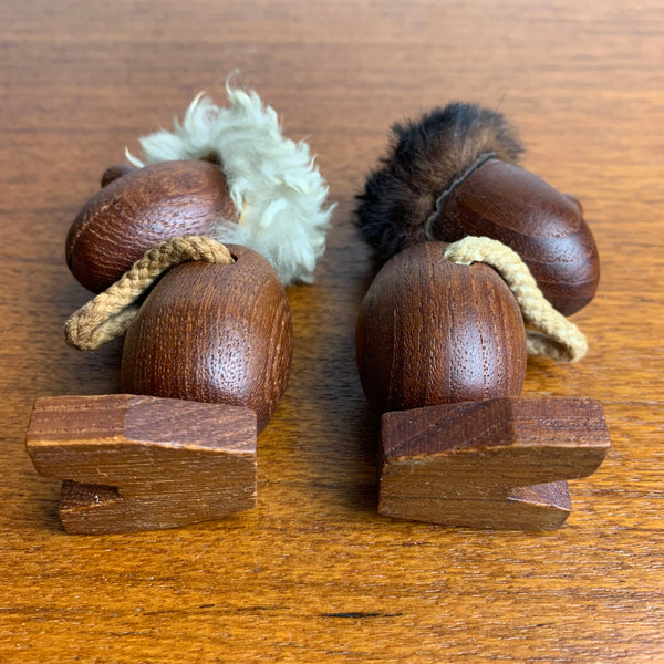Teak Figuren Optimist und Pessimist von Hans Bolling