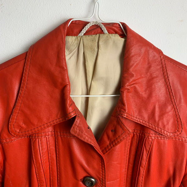 70er Jahre Damen Lederjacke rot