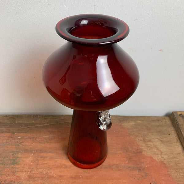 Vintage rote Glasvase von HSG Tarnowiec