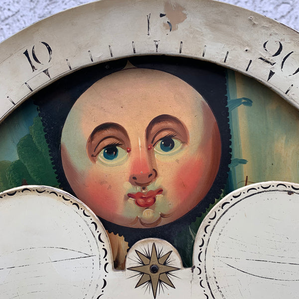 Viktorianische Standuhr mit Mond und Schiff um 1830