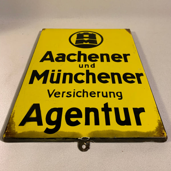 Emaille Schild Aachener und Münchener Versicherung