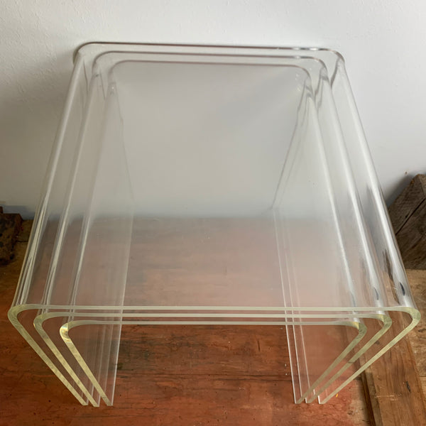 Vintage Beistelltisch aus Acrylglas 3er Set