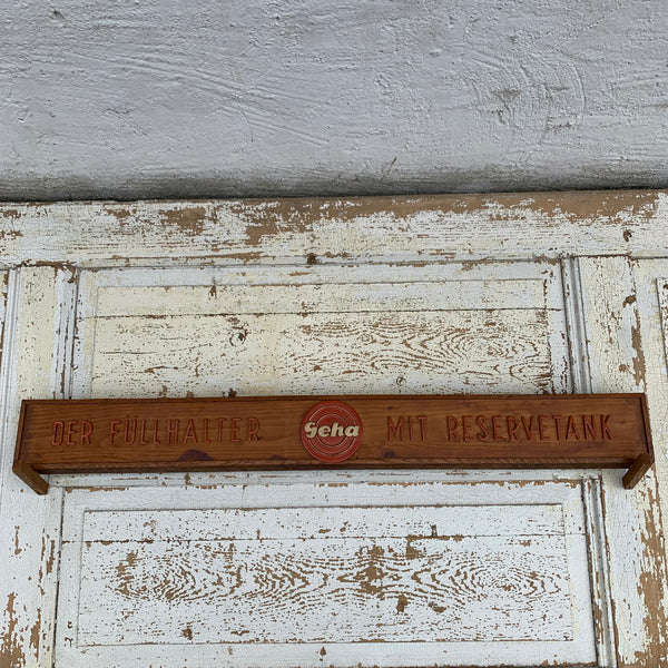 Vintage Reklame Geha Füllhalter Holzschild