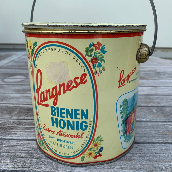 Vintage Langnese Bienenhonig Blechdose Eimer