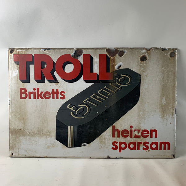 Emaille Schild Troll Briketts