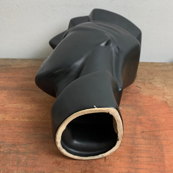 Vintage postmoderne Keramik Skulptur Kopf in schwarz